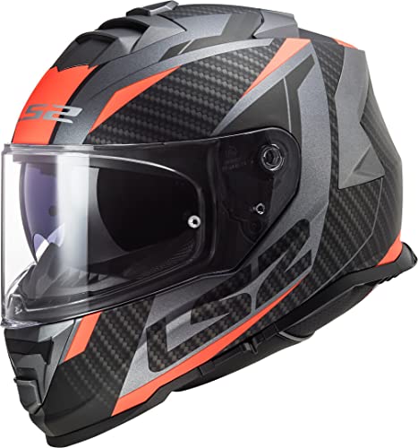 LS2, casco integral moto Storm Racer Titanium orange, XXL