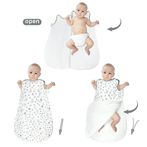 Luchild Saco de Dormir para Bebé 3.5 TOG Manta de Invierno para Bebé, Suave y Transpirable, Pañales de Algodón Orgánico Adecuados para Bebés y Niñas de 0 a 12 Meses-M