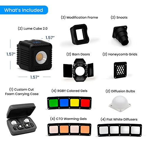 Lume Cube 2.0 - Pro Kit de iluminación portatil profesional, color negro