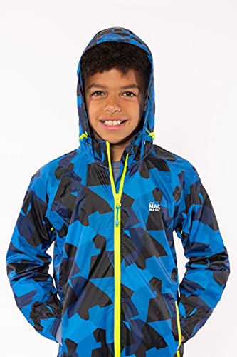Mac in a Sac Mini Origin II - Packable Waterproof Jacket, Chaqueta impermeable Unisex Niños, Blue Camo, 11-13 Years