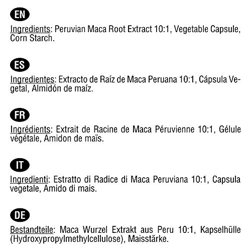 Maca Peruana Extracto Concentrado 4000 mg | 120 cápsulas vegetales | Incrementa los niveles de energía, la vitalidad y el rendimiento atlético, y ayuda al sistema inmunológico y al equilibrio hormonal