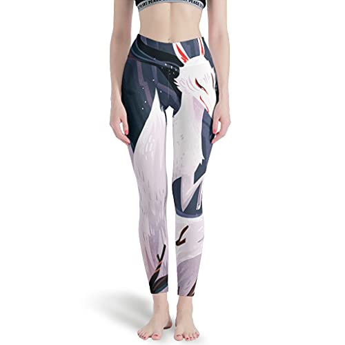 Magiböes Leggings japoneses para mujer, para yoga, cosplay, con nueve colas, Kitsune Gym Sport medias, color blanco, XL