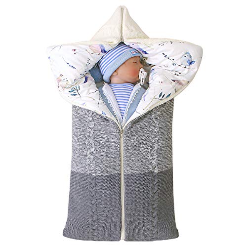 manta de cochecito de bebé, manta de bebé recién nacido saco de dormir cálido de invierno para bebés o niños de 0-12 meses (Gris)