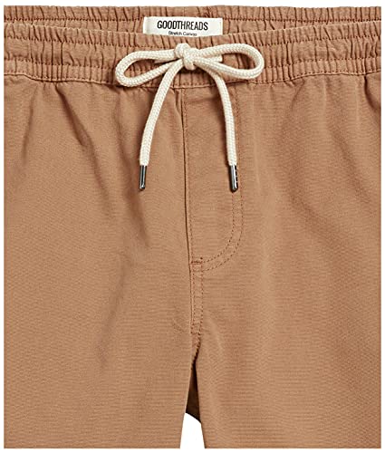 Marca Amazon - Goodthreads: pantalones cortos de lona elásticos para hombre con tiro de 18 cm., Caqui, US L (EU L)