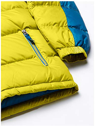 Marmot Guides Down Hoody - Chaqueta con capucha para niño, color citronela/azul moroccano, talla S