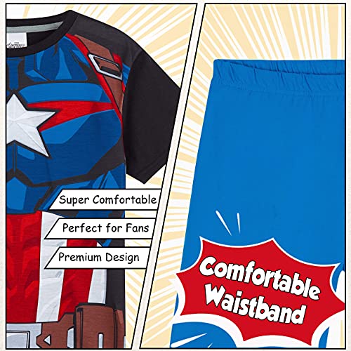 Marvel Pijama Niño Capitan America, Pijamas Niños Cortos, Merchandising Oficial Regalos para Niños y Adolescentes Edad 4-14 Años (Azul, 11-12 años)