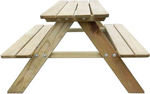 MaxxGarden - Mesa de pícnic, para niños, bancos plegables de madera - 90 x 79 x 50 cm