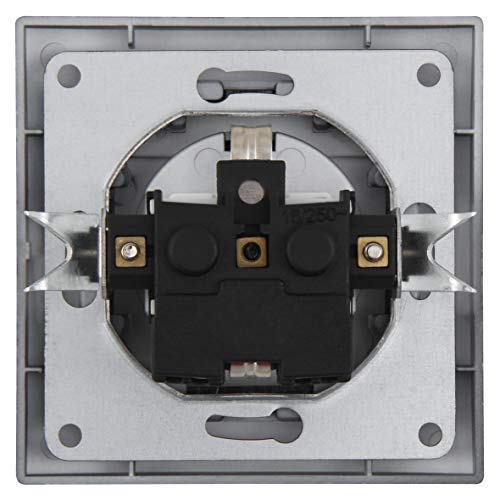 MC POWER 1535113 Enchufe con protección de contacto IP44 | Flair | 250 V ~/16 A, UP, tapa abatible, antracita, mate, conexión atornillada