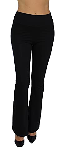 MCA Pantalones de mujer con diseño de campana ajustados con pata de elefante Negro XL