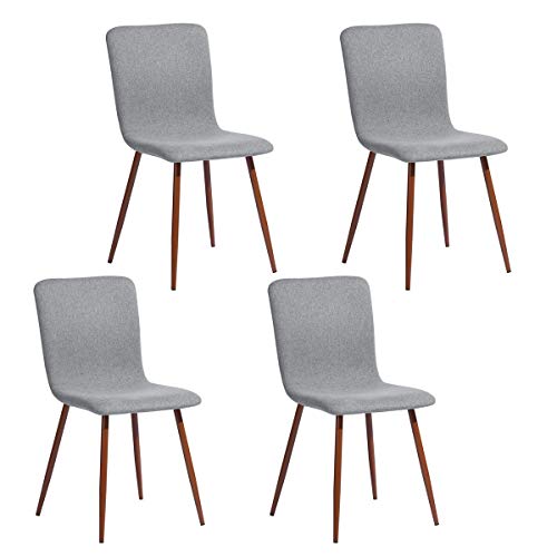 MEUBLE COSY Juego de 4 sillas de comedor de estilo escandinavo con revestimiento de tela gris, patas de metal imitación de madera