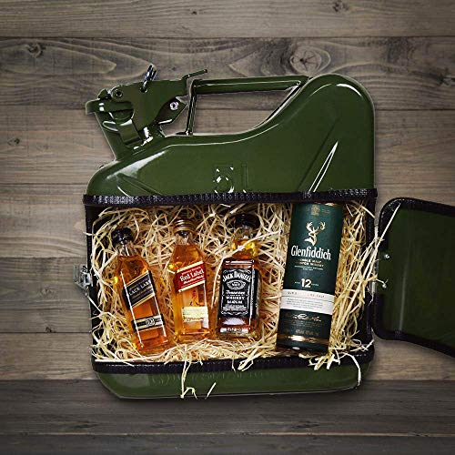 mikamax – Jerrycan Whiskey Bar 5L – Canister Minibar – Verde – 24.5 x 9.5 x 28 cm – Bar Mobil – Caja de Regalo – Bebidas Alcoholicas