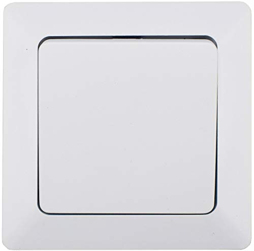 Milos - Interruptor empotrable para exteriores (IP44, con junta de silicona, para ambientes húmedos y exteriores, 230 V), color blanco mate