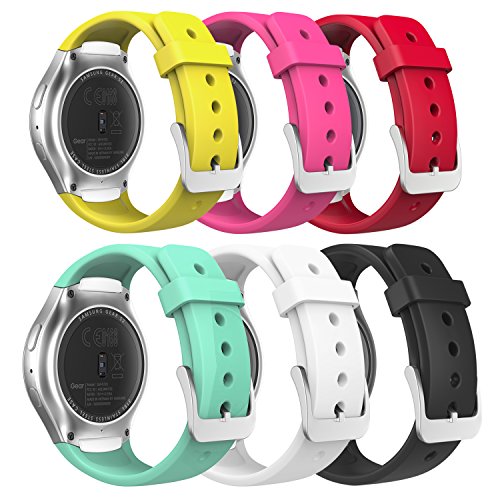 MoKo Gear S2 Watch Correa - [6Packs] Reemplaza Deportiva de Silicona Suave con Raya V de Arco Iris Colorido para Samsung Galaxy Gear S2 SM-R720 / SM-R730 Smart Watch