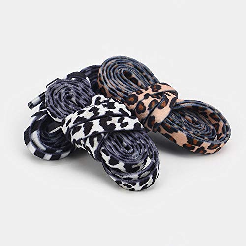 MoonyLI 3 pares de cordones planos de impresión de leopardo cordones de zapatos planos de colores cordones de zapatos