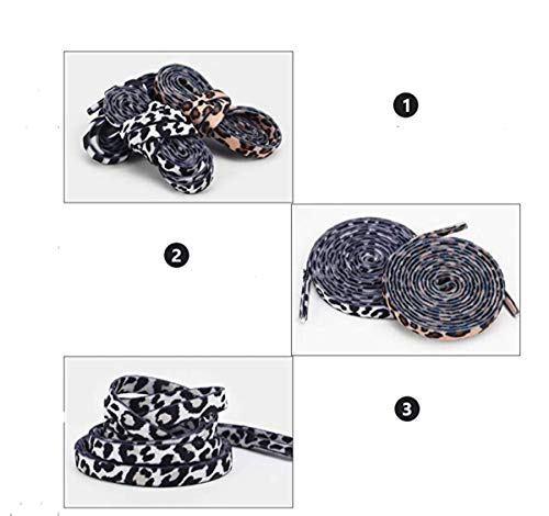 MoonyLI 3 pares de cordones planos de impresión de leopardo cordones de zapatos planos de colores cordones de zapatos