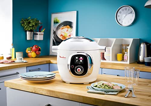 Moulinex Cookeo CE7041 - Robot de Cocina, cocina alta Presión, 6 Modos Cocción, programable, 100 recetas programadas y Bol Extraíble Antiadherente con Capacidad hasta 6 raciones y fácil interfaz