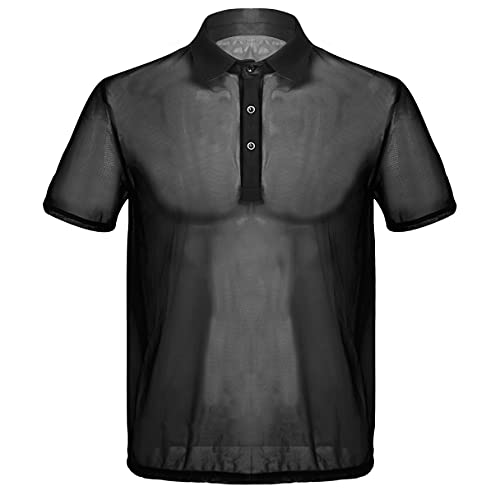 MSemis Camiseta Sexy Transparente para Hombres Chaleco de Malla Camisa de Músculo con Capucha Sudadera Fishnet Slim Fitness Clubwear Talla M-2XL Negro E M