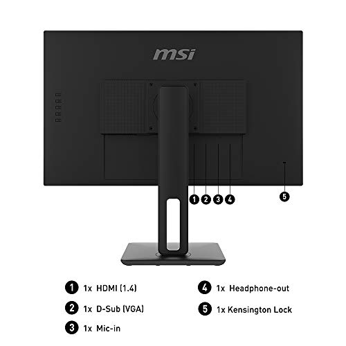 MSI Pro MP271P - Monitor de 27" IPS (1920 x 1080p, 60 Hz , Ratio 16:9, 5 ms de repuesta,250 nits, soporte ajustable, soporte VESA)