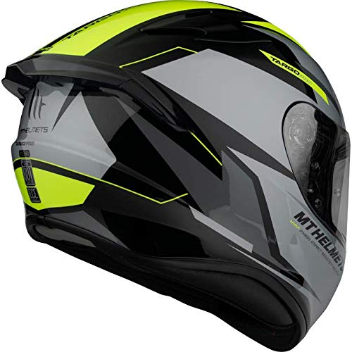 MT Helmets - Casco Integral FF106 Targo Pro Sound (A3 Gris/Amarillo, L)