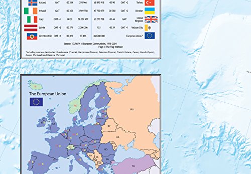 murando - Mapamundi con tablero para clavar chinchetas 90x60 cm - Cuadro en Lienzo sintético - 1 parte - Panel de Fibra - Mapa del Mundo Continente - Europa k-A-0136-v-a