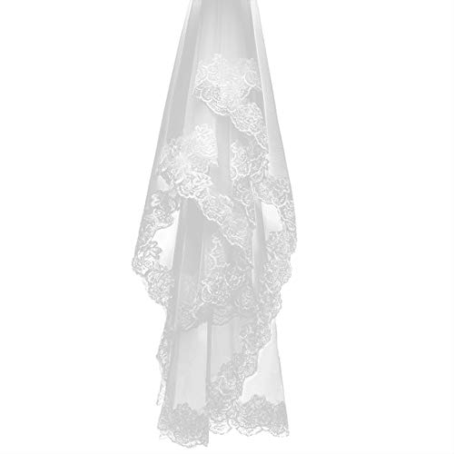 N-K PULABO - Velo para novia, color blanco puro, doble capa, diámetro de 145 cm, creativo y útil hermoso