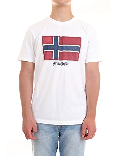 Napapijri SIROL SS Camiseta, 002 Bianco-Bright White, L Hombre