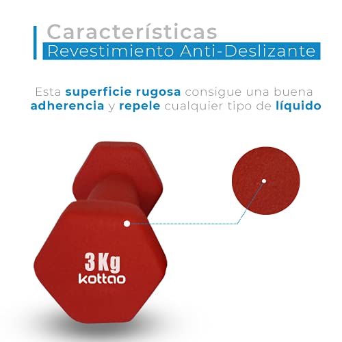 Natural Logistics Mancuernas Neopreno Musculación (3 kg). Mancuernas Hexagonales Goma Pilates. Pesas Antideslizantes Fitness, Gimnasio en Casa