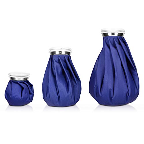 Navaris Bolsas de hielo y calor - Juego de 3x bolsa reutilizable con tapa para aplicar temperatura caliente y fría en 3 tamaños - Azul