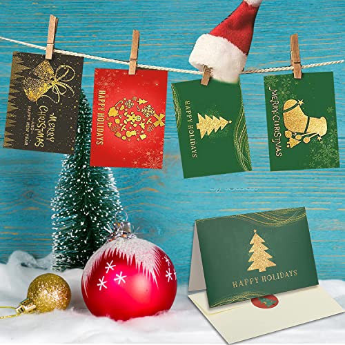 Navidad Felicitación Tarjeta,24 Piezas Tarjetas de felicitación navideñas,Postal de Navidad,Tarjetas de Feliz Navidad,Conjunto de Tarjetas de Navidad para Familiares Amigos Adultos niños (A)