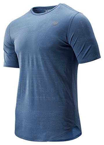 New Balance Camiseta para Hombre Q Speed Breathe SS, Chambray, Talla pequeña