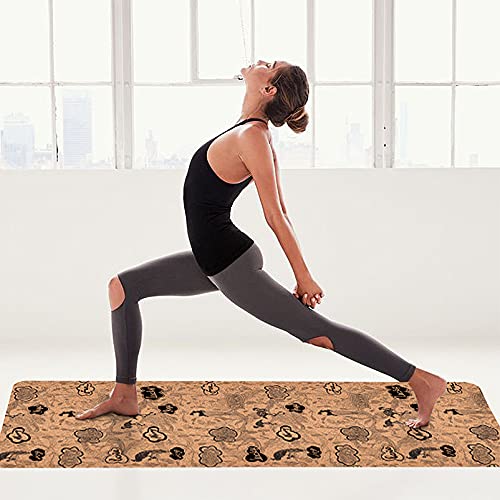 NEWTOWN - Esterilla de yoga de corcho, antideslizante, natural, ecológica, para hacer ejercicio en casa, con correa de transporte