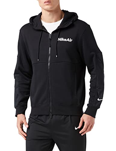 NIKE M NSW Air Hoodie FZ FLC Sweatshirt, Hombre, Black/Black/Black/White