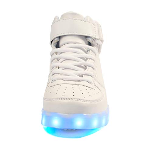 Niños Zapatillas Led Luminioso con Unisex Hip Tops Sneakers Zapatos con Luces blanco35