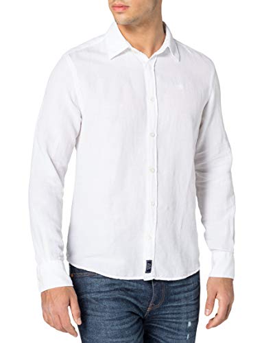 NORTH SAILS Shirt Point Collar Camisa L/S Cuello de Punto Regular, White, Medio para Hombre