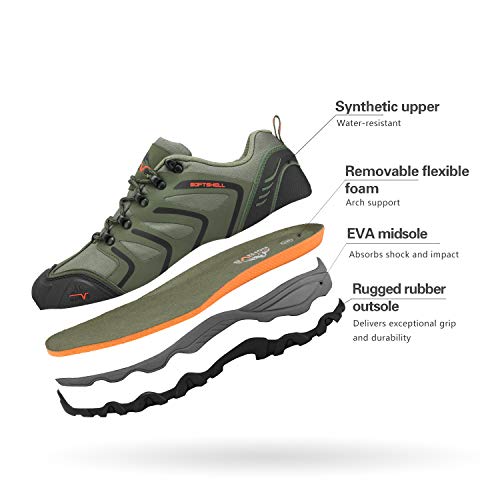 NORTIV 8 Zapatos de Senderismo Hombres Zapatillas Trekking Impermeables Botas Montaña Ligeros al Aire Libre 160448-LOW Verde Negro Naranja 42 EU/9 US