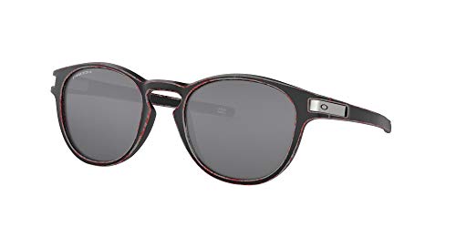 Oakley Men's OO9349 Latch Asian Fit Round Sunglasses Non Polarized, Raceworn Red/Prizm Black, 53 mm