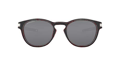 Oakley Men's OO9349 Latch Asian Fit Round Sunglasses Non Polarized, Raceworn Red/Prizm Black, 53 mm