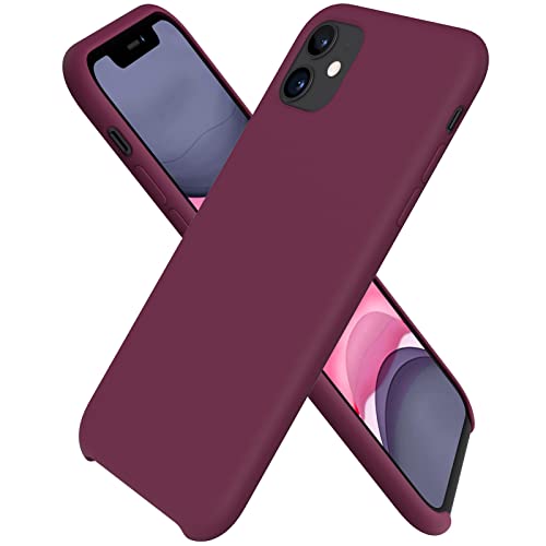 ORNARTO Funda Silicone Case para iPhone 11, Carcasa de Silicona Líquida Suave Antichoque Bumper para iPhone 11 (2019) 6,1 Pulgadas-Vino Rojo