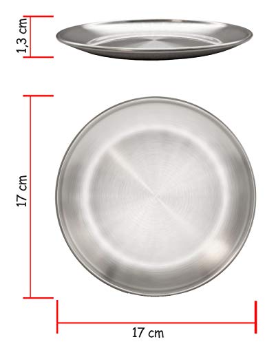 Outdoor Saxx® – 2 platos de acero inoxidable estable, platos de camping, platos de camping, platos de exterior, senderismo, camping, irrompibles, 17 cm, juego de 2