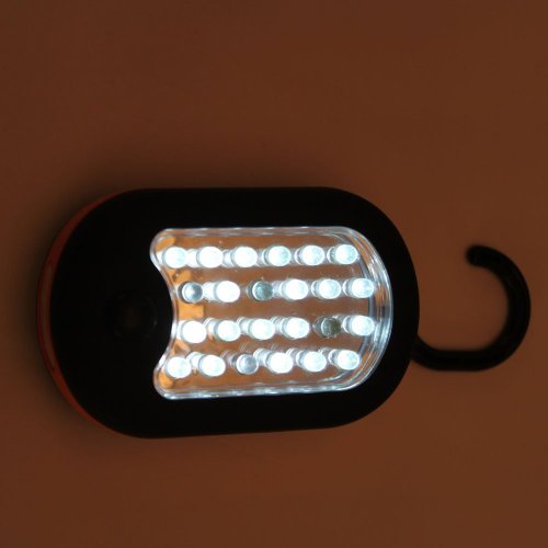 OVBBESS 27 LED Super Brillante Compacto Impermeable Luz de Trabajo de casa Luz de Trabajo Linterna Lampara de Tienda Excursiones Camping Pesca Vivaque con Gancho Colgante Naranja