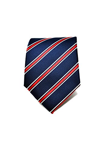 Oxford Collection Corbata de hombre Azul y Rojo a Rayas - 100% Seda - Clásica, Elegante y Moderna - (ideal para un regalo, una boda, con un traje, en la oficina.)
