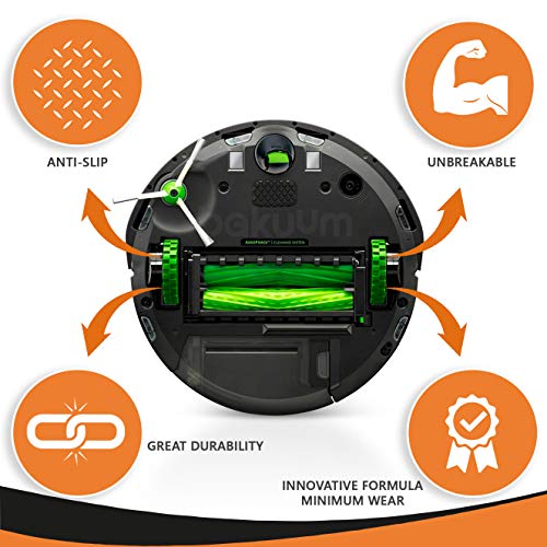 Pack 2 neumáticos + Rueda Delantera Color Verde para iRobot Roomba Series 500 600 700 800 900 i7 e5. Gran adherencia, antideslizante