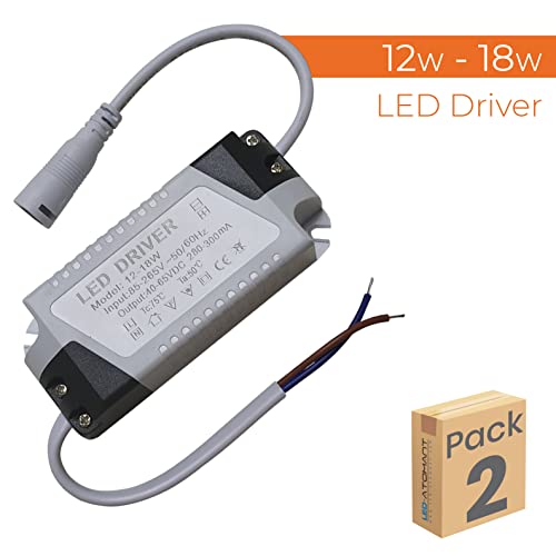 Pack 2x Driver SIN PARPADEO Downlight - Panel- Plafon Led 18W DC para todo tipo de panel o plafon LED Standard. NO FLICKERING.
