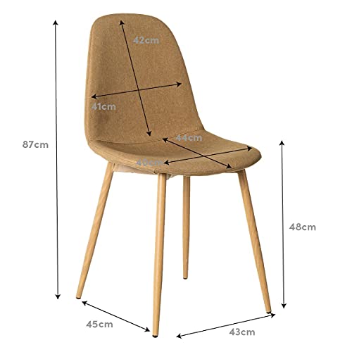 Pack de 2 sillas de Comedor tapizadas Beige de Tela y Metal de 47x51x81 cm - LOLAhome