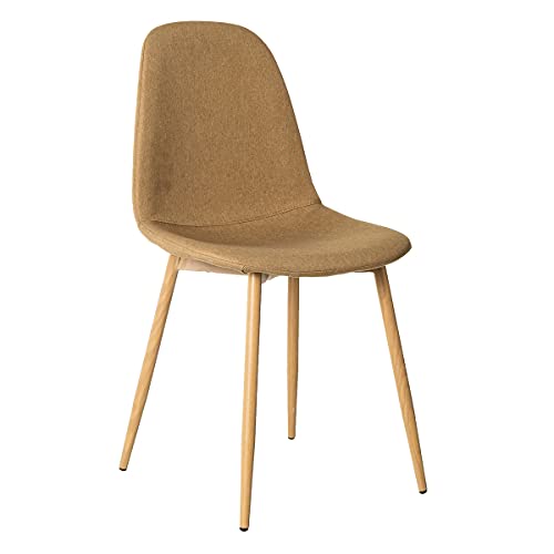 Pack de 2 sillas de Comedor tapizadas Beige de Tela y Metal de 47x51x81 cm - LOLAhome