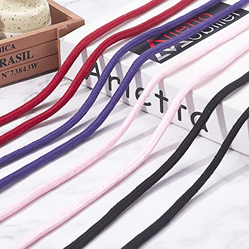 PandaHall Cuerda de algodón de 32 pies, 4 colores, 7 mm, cuerda larga y duradera, cuerda trenzada para la bandera, ropa, tienda de campaña, canoas, trabajo de árbol, nudo y corbata