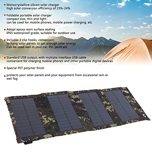 Panel solar plegable portátil, cargador de panel solar al aire libre, salida USB de silicio monocristalino, IP65, Waterpro para teléfono celular, banco de energía, automóvil 10W