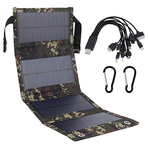 Panel solar plegable portátil, cargador de panel solar al aire libre, salida USB de silicio monocristalino, IP65, Waterpro para teléfono celular, banco de energía, automóvil 10W