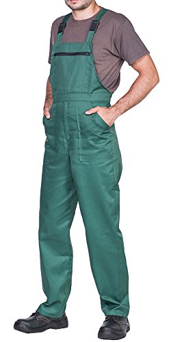 Pantalones con Peto de Trabajo para Hombre, Made in EU, Mono de Trabajo, Azur, Blanco, Rojo, Verde, Negro