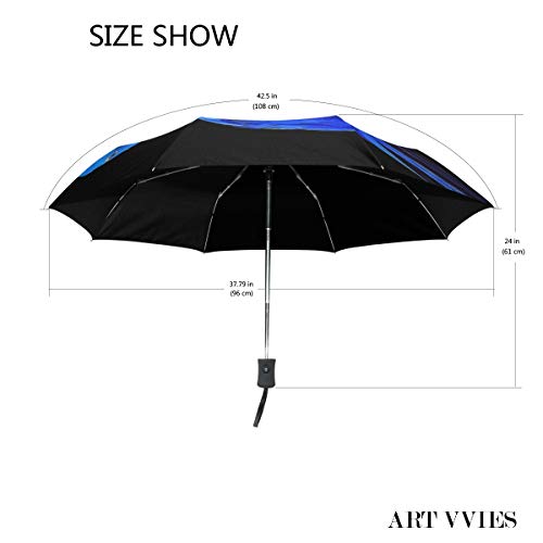 Paraguas pequeño de Viaje a Prueba de Viento al Aire Libre Lluvia Sol UV Auto Compacto 3 Pliegues Cubierta de Paraguas - pájaros Loros Jacinto